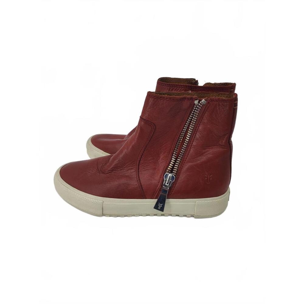 Frye Leather Gia Lug Zip Ankle Booties High Top Sneaker Size 7 Gloria Red Clay - Picture 9 of 13